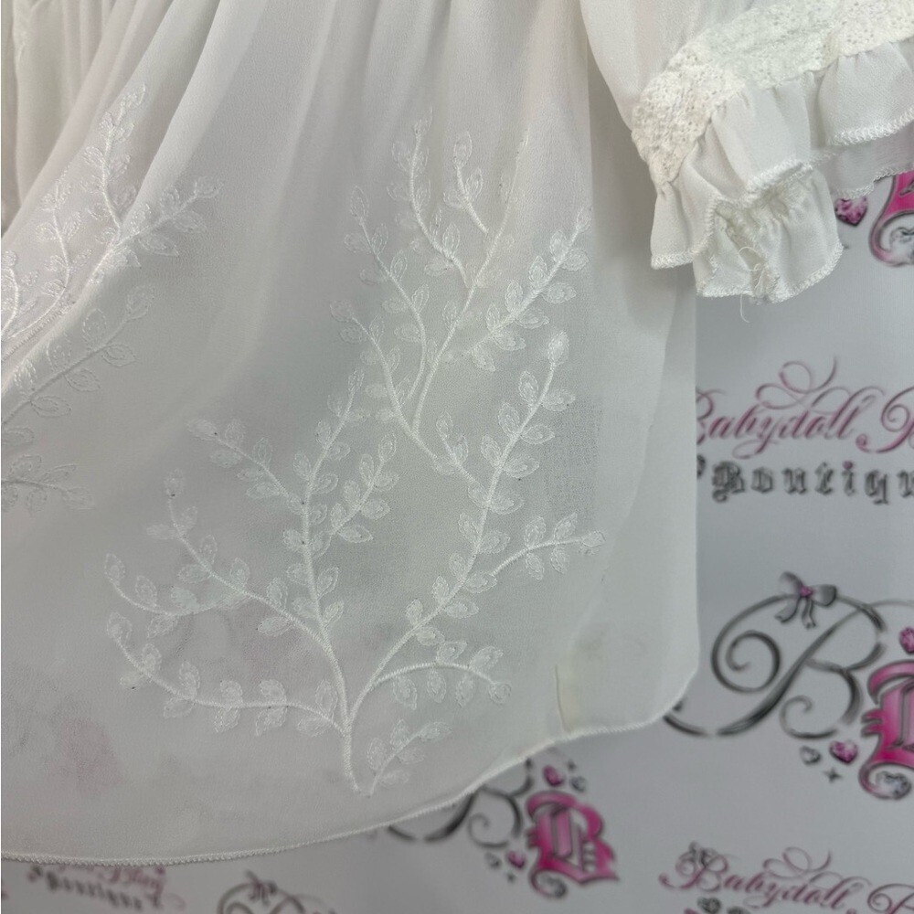 Rebellion T-shirt floral embroidered mesh flowers button up Ivory Floral Blouse - Picture 6 of 12
